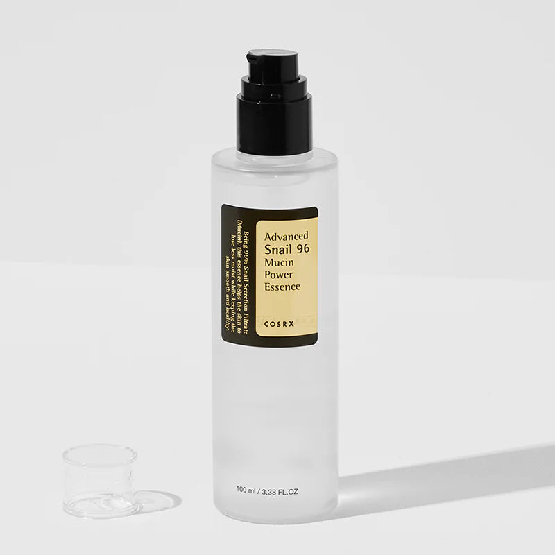 CosRX Advanced Snail 96 Mucin Power Essence bottle on a light gray background