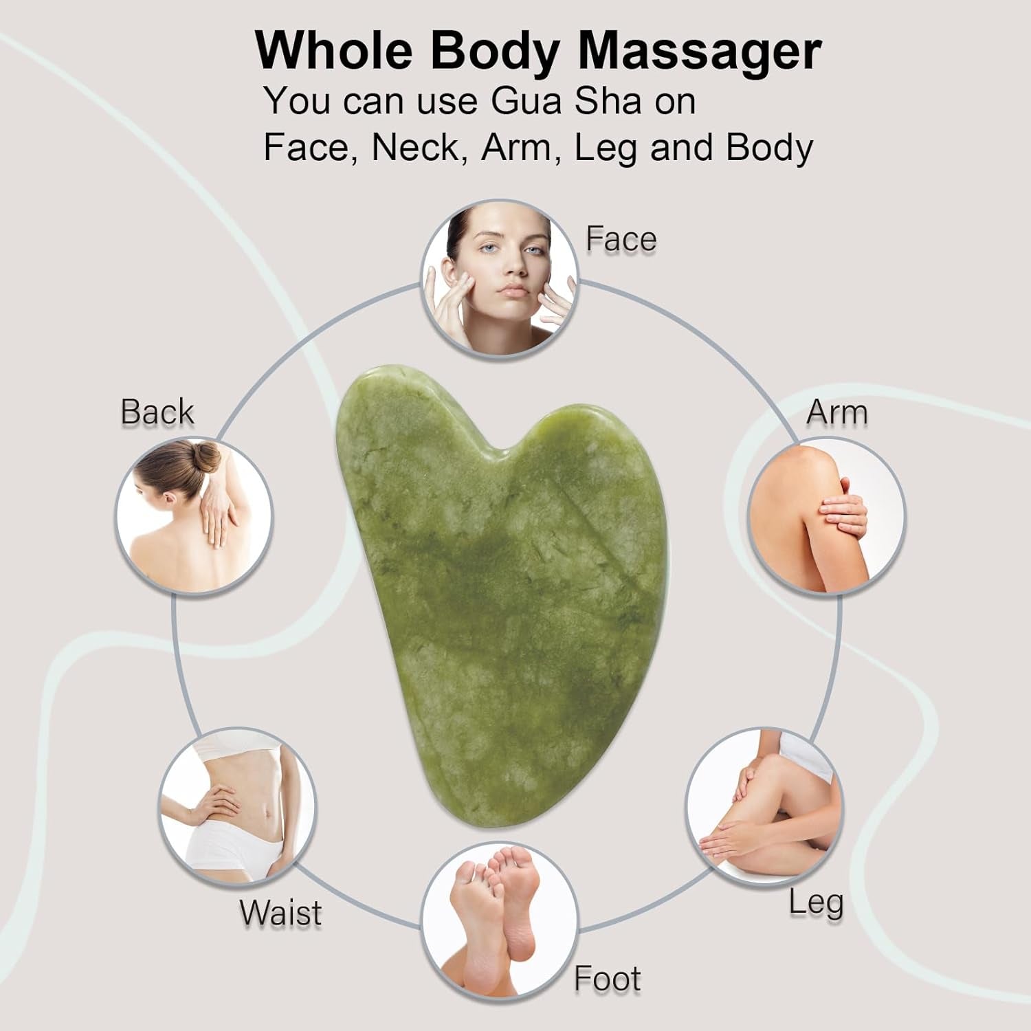 Gua Sha Facial Tools for Skin Care Massage Tools for Self Care Jade Body Guasha Stone Spa Kit Face Sculpting Tool for Beauty Puffiness Reduction Muscle Tension Relief Jawline Sculptor Green