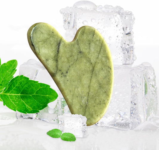 Gua Sha Facial Tools for Skin Care Massage Tools for Self Care Jade Body Guasha Stone Spa Kit Face Sculpting Tool for Beauty Puffiness Reduction Muscle Tension Relief Jawline Sculptor Green