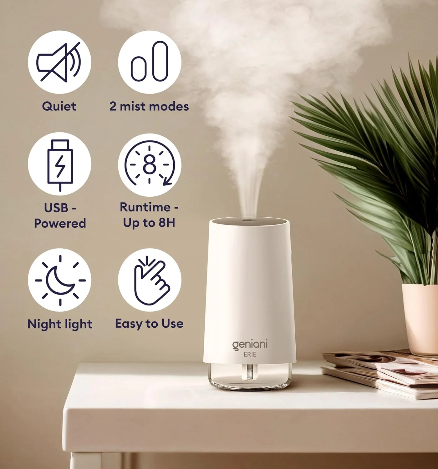 Portable Cool Mist Humidifier Compact, Silent, and Multi-Purpose
