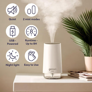 Portable Cool Mist Humidifiers for Bedroom & Office - Ultrasonic Humidifier for Home, Baby, Small Room with Auto Shut Off, 250ML Easy to Clean Water Tank