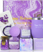 Spa Luxury Lavender Bath Gift Basket with Tumbler, Candle, Bath Bomb & Self-Care Essentials