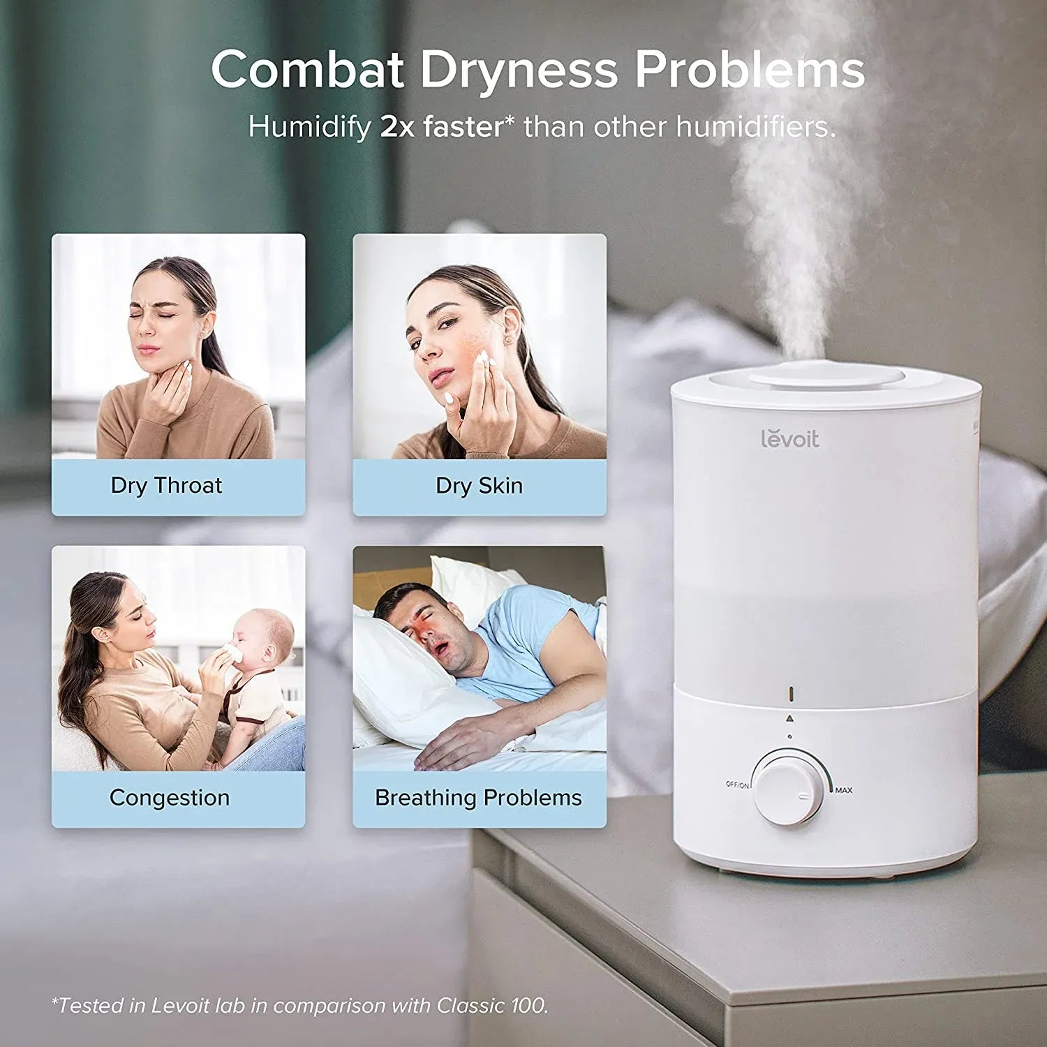 Levoit Dual 150 Cool Mist Humidifier - 3L Top-Fill with Aromatherapy