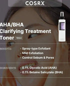 COSRX AHA/BHA Treatment Toner 5.07 Fl.Oz/ 150Ml, Facial Exfoliating Spray for Whiteheads, Pores, & Uneven Skin, Korean Toner, Not Tested on Animals, No Parabens, No Sulfates, Korean Skin Care