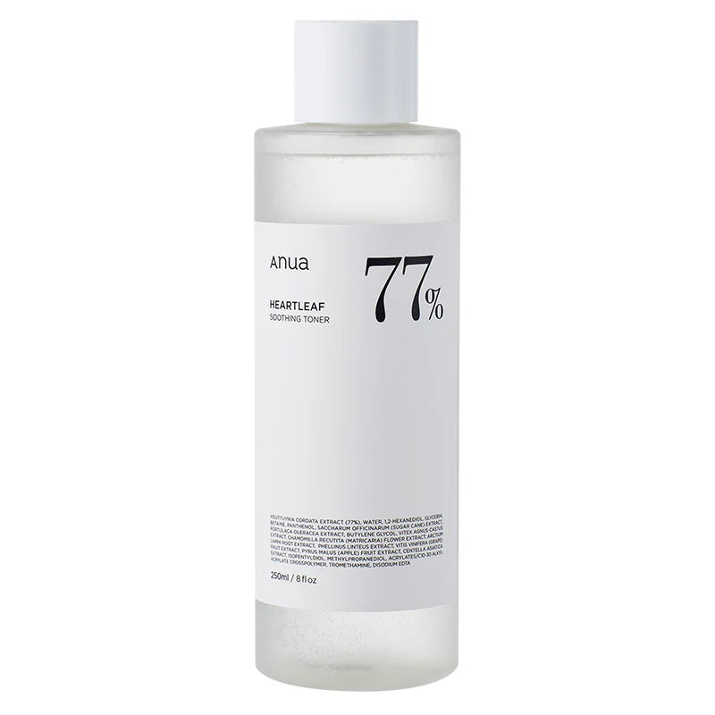 Anua Heartleaf toner bottle on a white background