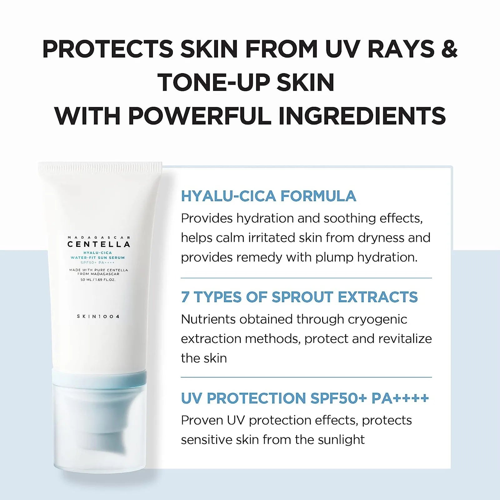 SKIN1004 Hyaluronic Acid Centella Sunscreen 50ml Lightweight Moisturizer