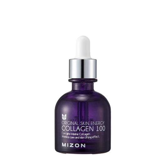 Mizon Collagen 100 skincare serum bottle on a white background
