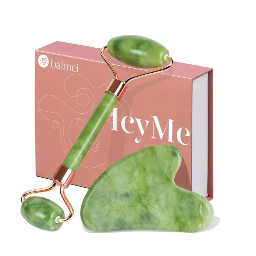 Gua Sha Set and Jade Roller, Jade Gua Sha & Face Rollers for Women, Self Care Gifts for Women, Body Muscle Relaxing, Improve Eye Puffiness, Skin Care Gift
