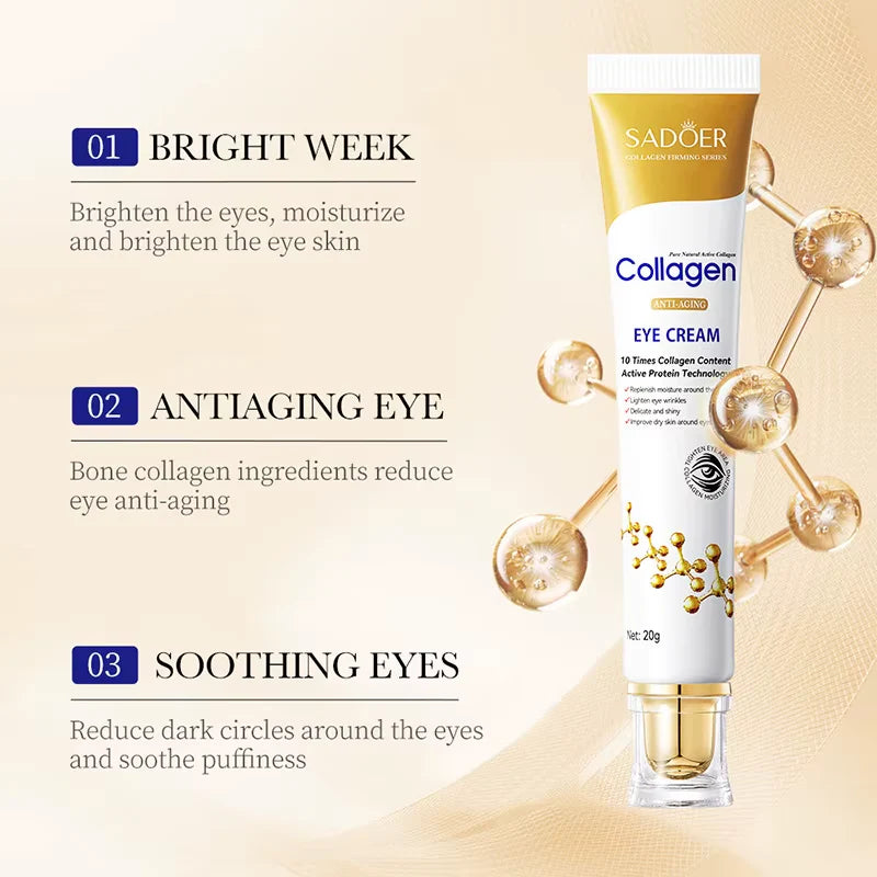 SADOER Collagen Eye Cream Anti Dark Circles Eye Bags Firming Moisturizer
