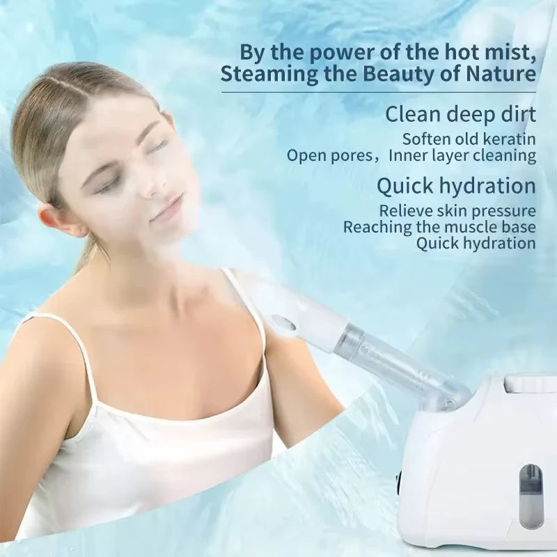 Facial Hot Spray Steamer with Extendable Arm Steaming Warm Mist Humidifier for Face Spa Sinuses Moisturizing, Home Use or Salon
