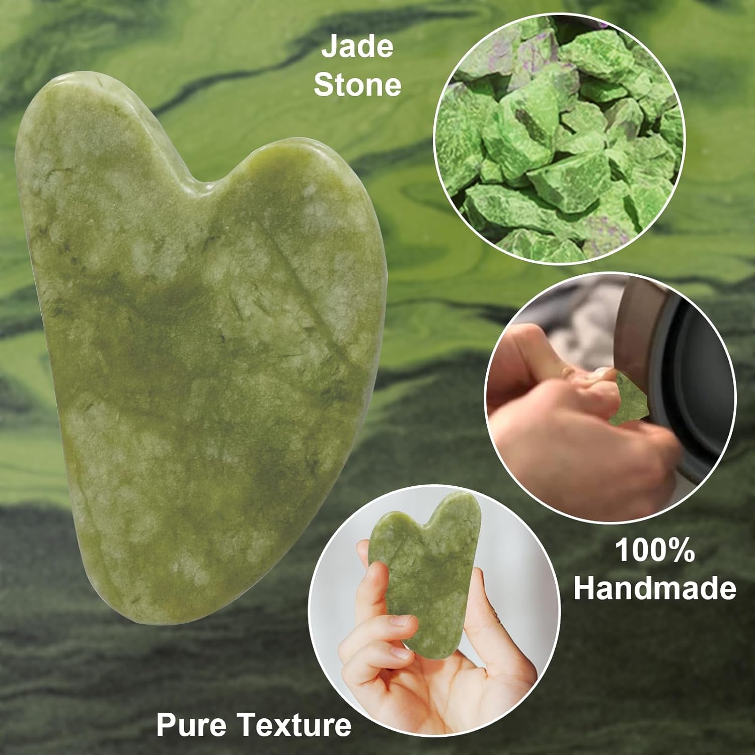 Gua Sha Facial Tools for Skin Care Massage Tools for Self Care Jade Body Guasha Stone Spa Kit Face Sculpting Tool for Beauty Puffiness Reduction Muscle Tension Relief Jawline Sculptor Green