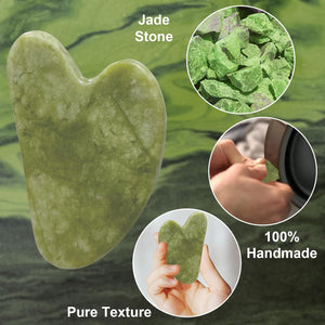 Gua Sha Facial Tools for Skin Care Massage Tools for Self Care Jade Body Guasha Stone Spa Kit Face Sculpting Tool for Beauty Puffiness Reduction Muscle Tension Relief Jawline Sculptor Green